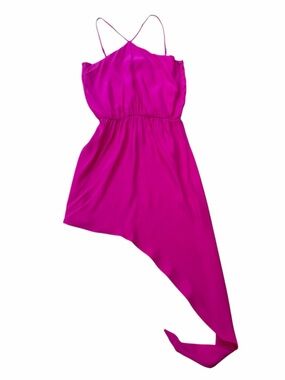 Emerson Thorpe Silk Magenta Asymmetrical Slip Dress
